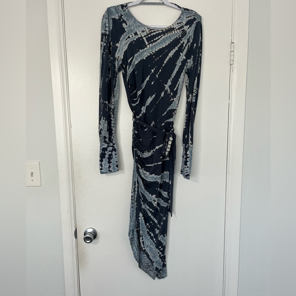 Young Fabulous & Broke Navy and Light Blue Tie-Dye Midi Dress